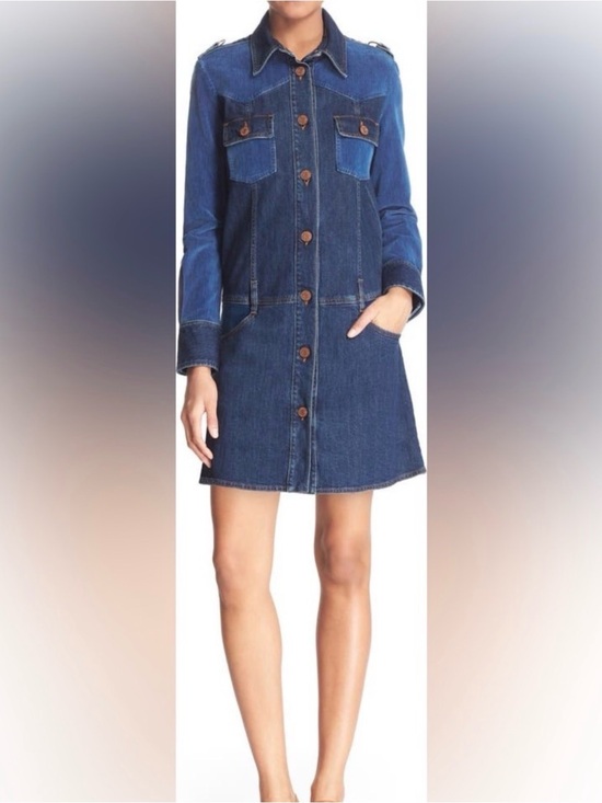 See By Chloe Dresses & Skirts - See by Chloe Button-Front Denim Shirt Dress in Dark Wash Xs